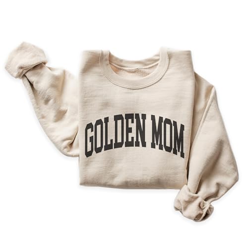 Golden Mom Varsity Sweatshirt, Cute Golden Retriever Pet Parent Sweater, Golden Dog Mom Gift, Dog Lover Shirt, Unisex Womens Crewneck Sweatshirt
