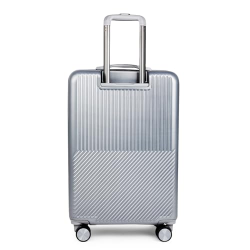 Image of Move-Meant VoyageWare Medium Check-in Suitcase 66 Cm 8 Wheels Number Lock Poly Carbonate Silver Trolley Bag for Men & Women | 360 Degree Wheeling System Luggage | Trolley Bags for Travel
