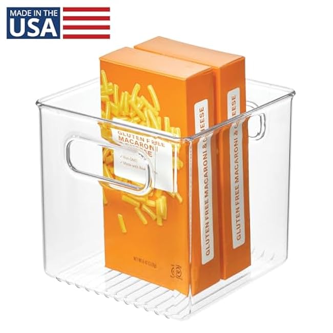 iDesign Recycled Plastic Pantry and Kitchen Storage, Freezer and Fridge Organizer Bin with Easy Grip Handles ¨C 6¡± x 6¡± x 6¡±, Clear