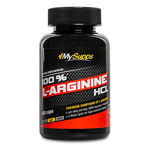 My Supps 100% L-Arginine-Hydrochlorid - hochdosiert - 5000mg pflanzliches pures L-Arginine HCL aus Fermentation je Tagesdosis , Made in Germany (180 Kapseln) Cover