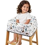 Lunobubo Baby High Chair Cover Restaurant with Strap Pads & 3-Point Harness, Machine Washable, Waterproof Portable Highchair Covers for Eating, Travel, Home Use - Fits Wooden Chairs, Green Forest