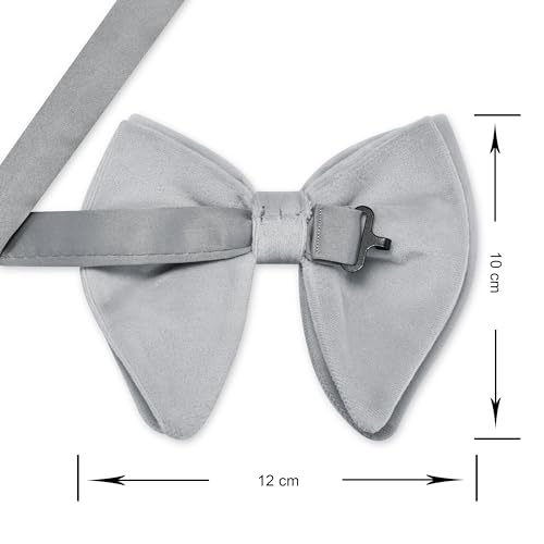 Image of GUSLESON Mens Solid Plaid Velvet Pre-tied Adjustable Bow Tie and Pocket Square Cufflink Set with Gift Box