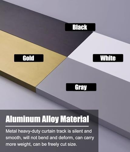 Curtain Rail Track with Valance, Metal Pelmet for Wall or Ceiling, Adjustable Window Treatment Living Room and Bedroom