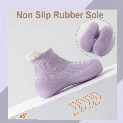 Image of Hstyle Baby Sock Shoes Toddler Boys Walking Shoes Infant Slippers Sneakers | Non-Slip,Soft Rubber Sole,Lightweight,1st Birthday Gifts for Baby Boys Girls