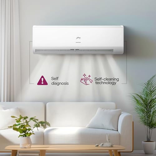 Image of Godrej 1 Ton 5 Star| New Star rated| Inverter Split AC| 5 Years Comprehensive Warranty| AI Powered| 5-in-1 Convertible| Heavy-Duty Cooling at 52 C (AC 1.0T EC HIC 12J5TG WA,White)
