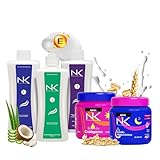 NK Professional Care. Complete Hair Straightening Treatment Kit Steps 1,2,3,4. Hair Surgery with keratin, post-treatment shampoo and Moisturizing Hair Masks with Hyaluronic Acid and Collagen.