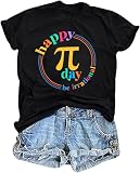 Happy Pi Day Shirt Women Pi 3.14 T Shirt Funny Math Teacher Shirts Be Irrational Tee Casual Short Sleeve Tops Black