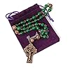 Nazareth Store Anglican Rosary Necklace with Green Jade Stone Beads Antique Copper Celtic Cross #3