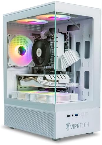 ViprTech Stryker 1.0 Gaming PC - AMD Ryzen 7 (4.1GHz Turbo), RX 580 8GB, 16GB DDR4, 500GB SSD, 700W PSU, WiFi BT USB-C, Win 11 Pro, RGB, Desktop Computer Prebuilt, White