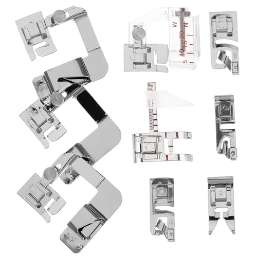 jojofuny 9 Piezas Juego de prensatelas arrollado para de Coser Acolchado Sewing Machines Pies de prensatelas reemplazables pie de Costura portátil prensatelas domésticos Acero Inoxidable