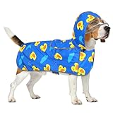 Weesiber Hunderegenmantel, Einstellbare Regenmantel Hund, Wasserdichter Regenjacke Hund mit Entenmuster, Kapuze, Halsausschnitt und reflektierenden Streifen (S)