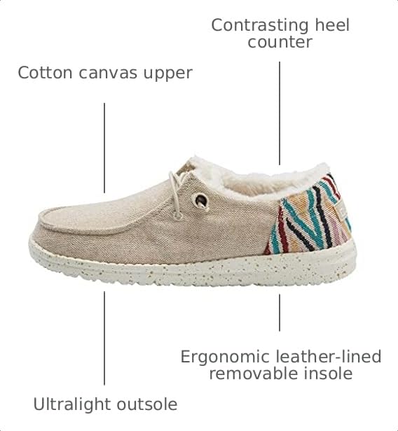 Image of HEYDUDE Women's Wendy Funk Wool Beige Size 7 | Women's Shoes | Women's Lace Up Loafers | Comfortable & Light-Weight