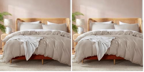 Image of Nestl Linen Duvet Cover King Size - Soft Double Brushed King Duvet Cover Set, 3 Piece, with Button Closure, 1 Duvet Cover 104x90 inches and 2 Pillow Shams (Pack of 2)