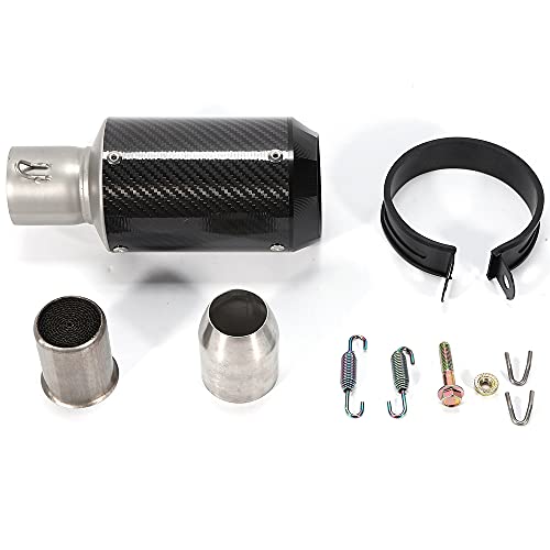 YIPONYT Universal Motorcycle Exhaust 1.42-2 Carbon Fiber Slip on Exhaust Muffler Diameter 51mm Exhaust for Motor Dirt Bike Scooters with Complete Accessories Black