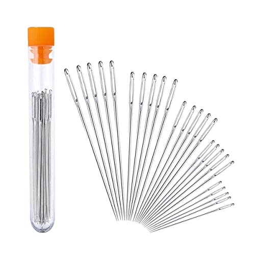 LETAO 25 Stücke Nähen Nadeln Set für Hand Nähen Handwerk, 5 Größen Große Augen Nadeln Nähnadeln mit Spitze Nadeln Set