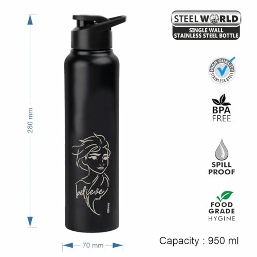Image of SKI Sprint Stainless Steel Sipper Water Bottle with Laser Print, for School, Office, Gym, Home, Travel | Adults &Teens | 950 ML, Leakproof, Rust free Personalised
