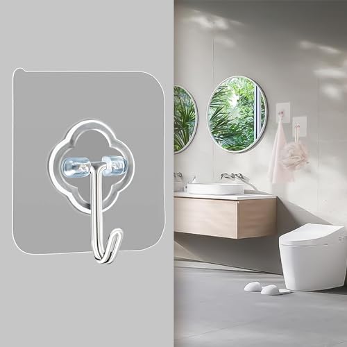 SUNVIBE® 6 Pieces Self Adhesive Heavy Duty J Wall Hook No Drilling Installation for Use Inside Home & Kitchen