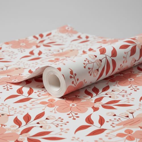 Image of Floral Wallpaper Peel and Stick - Flower Design Self Adhesive Wall Paper for Living Room, Bedroom, Kitchen, Removable Waterproof Wall Decor (MG26, 16X128 Inch)