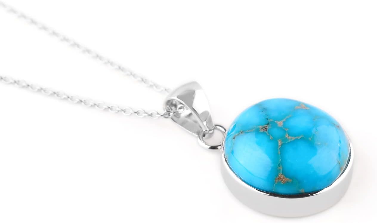 InfinityGemsArt Turquoise Jewelry For Women/Men, December Birthstone Necklace Natural Gemstone Dainty Bezel Western Jewelry, 925 Sterling Silver Adjustable Chain 20 inch - Graduation Gifts