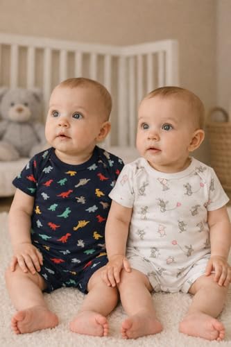 Image of TuddyBuddy 100% Cotton Romper /Jumpsuit /Bodysuit Set for Baby (Pack of 2 Playsuits)