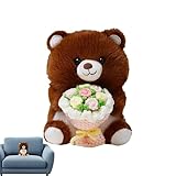Générique Peluches Animaux, Douce Tenant Un Bouquet de Fleurs, Peluches...