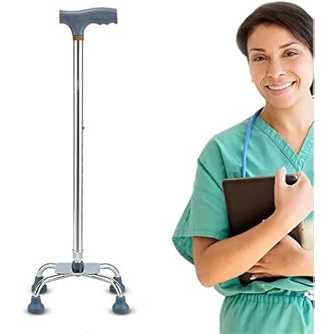 Quad Cane, Mobility Aid, Adjustable Walking Cane with 4-Pronged Base for Extra Stability, Works for Right or Left Handed Men or Women Cover