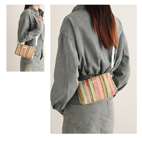 Bolso de playa de paja para mujer con correa desmontable miniatura 7