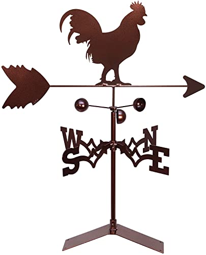 Girouette coq avec support réglable et indicateur mécanique rotatif de vent