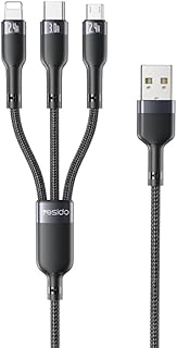 كابل3. CA91 في 1 من USB.V Volt إلى Leghtning وType-C وMicro USB بطول 1 متر، شحن سريع 3A ونقل بيانات آمن لجميع الأجهزة