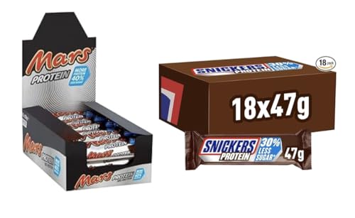 Protein Chocolate Bars, Mars (50G) And Snickers (47G), 18 Each (36 Total)