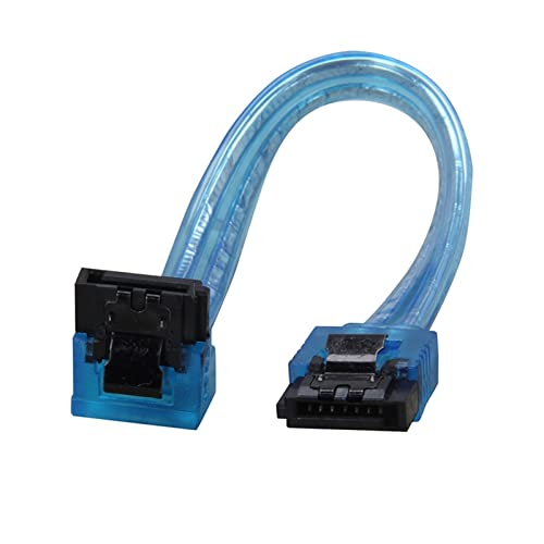 Cable de datos SATA III UV Blue 6 pulgadas con ángulo 180 a 90 grados