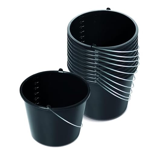 Kistenberg 10x Baueimer 20 Liter | Eimer mit Skala und ergonomischem Griff | aus robustem Kunststoff | schwarz | ideal für Bauarbeiten, Garten und Heimwerkerprojekte | 36,5 x 28 cm