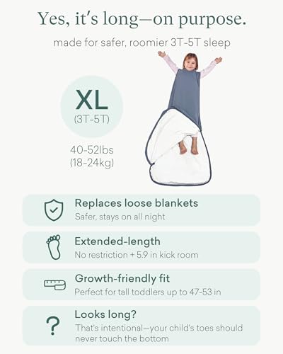 Image of PurComfy Extra-Long Toddler Sleep Sack, Premium Bamboo Viscose Summer Sleeping Bag Supersoft 0.5 TOG Wearable Blanket 3T-4T-5T