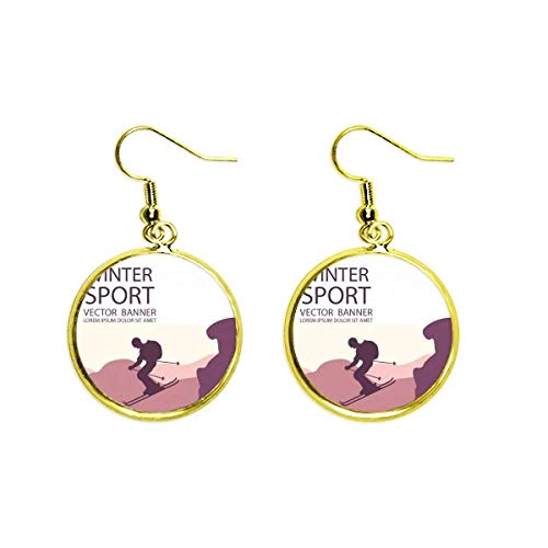 Pendientes de esquí dorados el regalo ideal de joyería de invierno para mujer