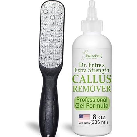 Callus Remover Gel & Double-Sided Foot File: 8 oz Extra Strength Callus Remover for Feet, Foot Callus Remover Care, Pedicure Tools Supplies, Spa Kit, Dead Skin Scrubber Cover