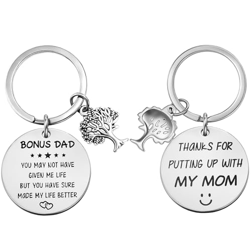 Fodfgxf Fathers Day Gifts for Step Dad Step Bonus Dad Father Gift Keychain Birthday Chirstmas Fathers Day Gift for Stepped Up Dads