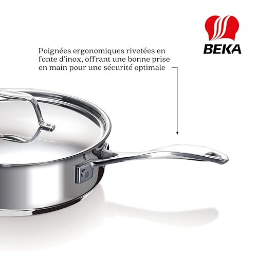 Beka Chef - Sauteuse Inox 18/10 - 24 cm - Avec Couvercle - Tous feux Compatible Induction - Acier Inoxydable – vue 2