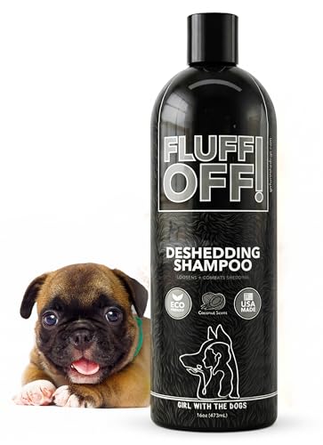 Fluff Off! by Girl With The Dogs, Natural Deshedding Dog & Cat Shampoo, 16 Oz, Made in USA, 8 Wks+