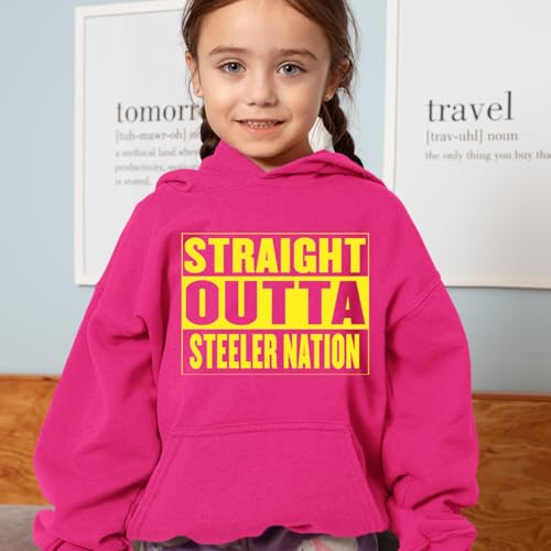 Straight Outta Steeler Nation Football Youth-Sized Hoodie, Soft Fleece, Comfortable Fit, Trendy Graphic Design2