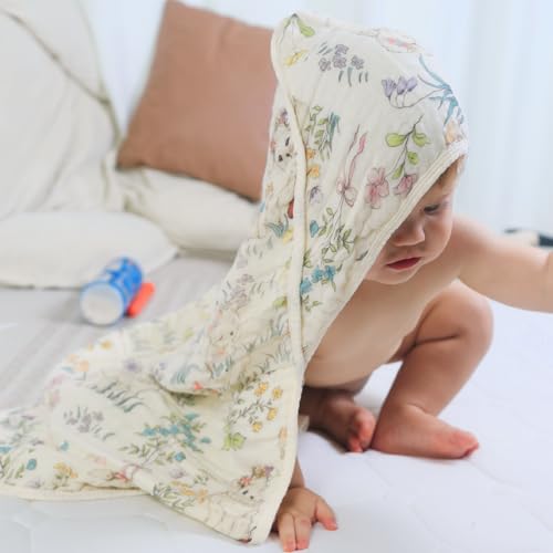 Image of HardNok Ultra-Soft Muslin Baby Towel - 32 x 32 Inches, Ideal for Bath & Beach, Suitable for Both Boys & Girls from Newborns to Toddlers