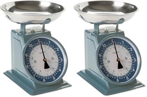 Image of Taylor Mechanical Kitchen Weighing Food Scale with Bowl, Weighs up to 11lbs, Measures in Grams and Ounces, Food Scales for Kitchen, Storm Blue, Mini (Pack of 2)