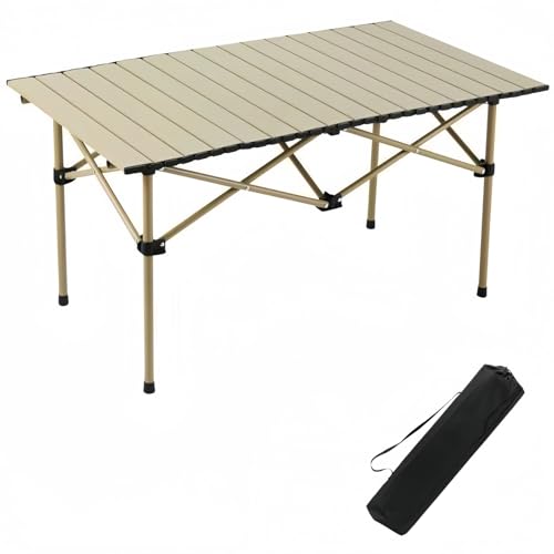 Xajsdlxs Folding Camping Table, Portable Beach Table,with Portable Bag,Suitable for Indoor, Outdoor, Camping, Backyard, Party, Patio, The Yellow Camping Table at The Beach