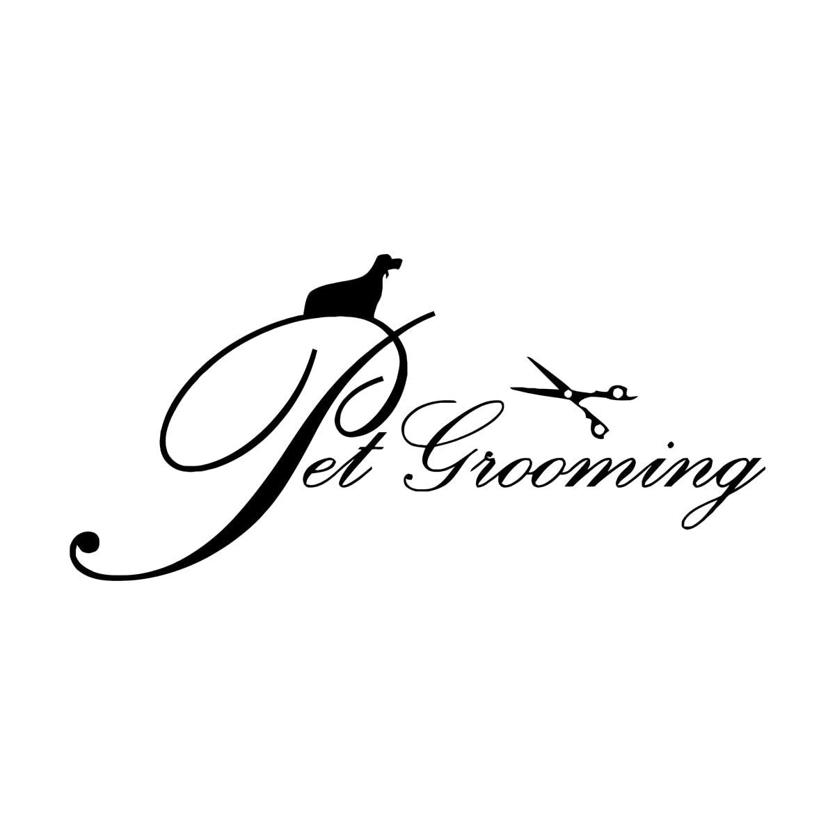 Pet Grooming Logo Pet Care Shop Cats and Dogs Fine Carving Stickers 42x88.2cm Equipped with Transfer Film kit Large Black