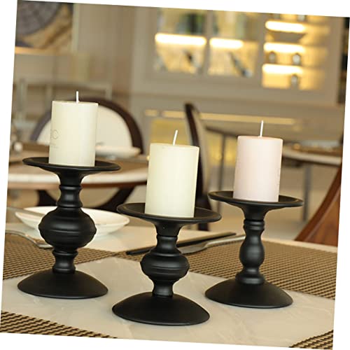 Alipis 3 Piezas candelero Accesorios de Alta definición candelabros de Chimenea te Ligero Centro Mesa decoración Vintage candelabro Retro Soporte de la Vela de la Vendimia Planchar Black - imagen 9