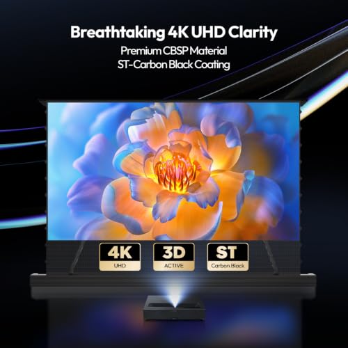 Image of NothingProjector Motorized ALR Screen for Ultra Short Throw Projector, 95% Ambient Light Rejecting, 84 inch, Floor Rising, 4K /8K UHD, Active 3D, Anti Daylight, Electric Retractable Automatic NothPJ