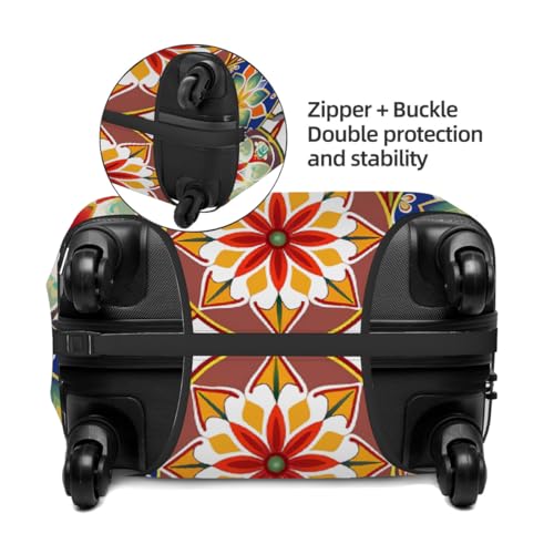 Ethnic Flower Mandala Stretchable Luggage Covers for Suitcase TSA Approved, Dust Proof and Scratch Resistant Travel Luggage Protector for Carry On (22-24 in)3