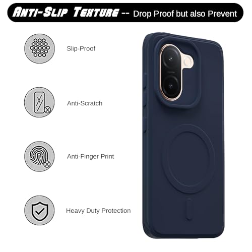 Image of Casotec Back Cover Compatible for Vivo V60e 5G | MagFit Ring Design (Non-Magnetic) | Shockproof | Anti-Slip Grip | Raised Camera Edges | Slim Protective Case for Vivo V60e 5G (Steel Blue)