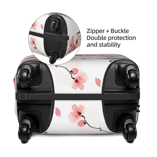 Flowers Birds Elastic Travel Luggage Cover, Washable Spandex Suitcase Protector, Anti-Scratch Fits 18-32 Inch4