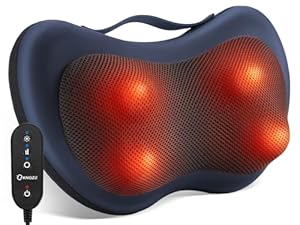 KNQZE Massagegerät, Nackenmassagegerät mit wärme, Shiatsu Massagegerät für Nacken, Schulter, Rücken, Geburtstagsgeschenk für Frauen Männer, Massagekissen mit 3D Rotierenden Massageköpfen, Fernsteuerun