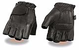Milwaukee Motorcycle Riding Leather American Deer Skin Fingerless Gloves Very Soft Leather (Black, X-Large)